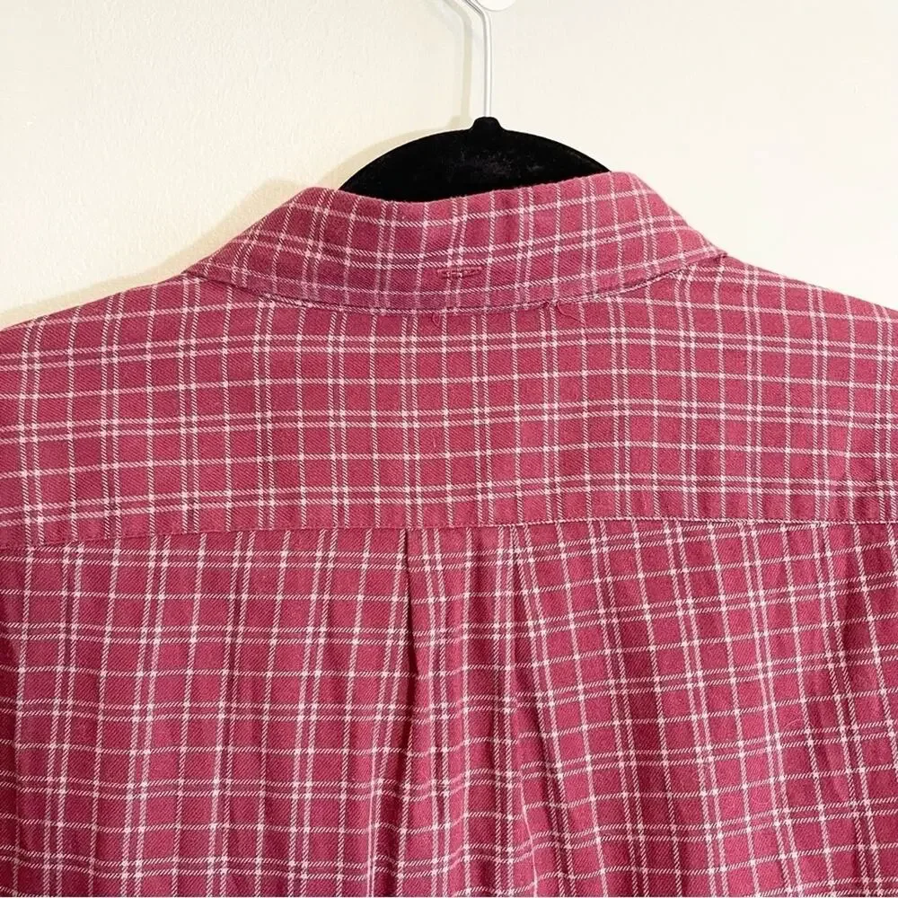 J. Crew Men's‎ Maroon Plaid Flannel Button Down Size XL